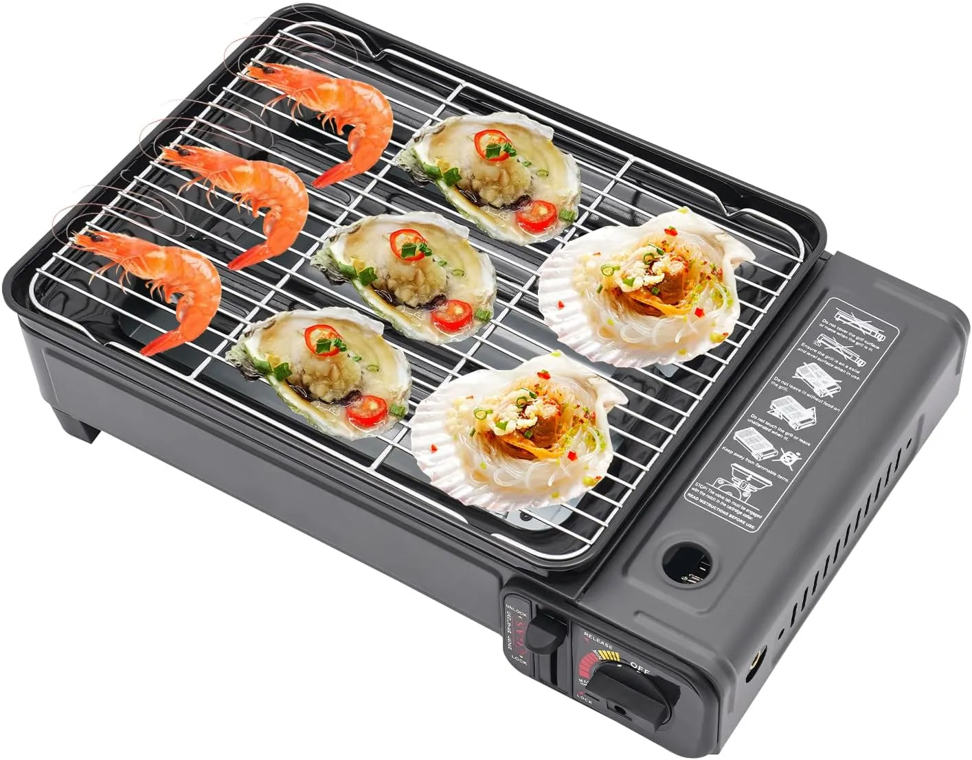 1-Burner Butane Stove, Portable Camping Stove with Grilling Net, Baking Sheet, Single Burner Gas Stove for Camping, Tailgating