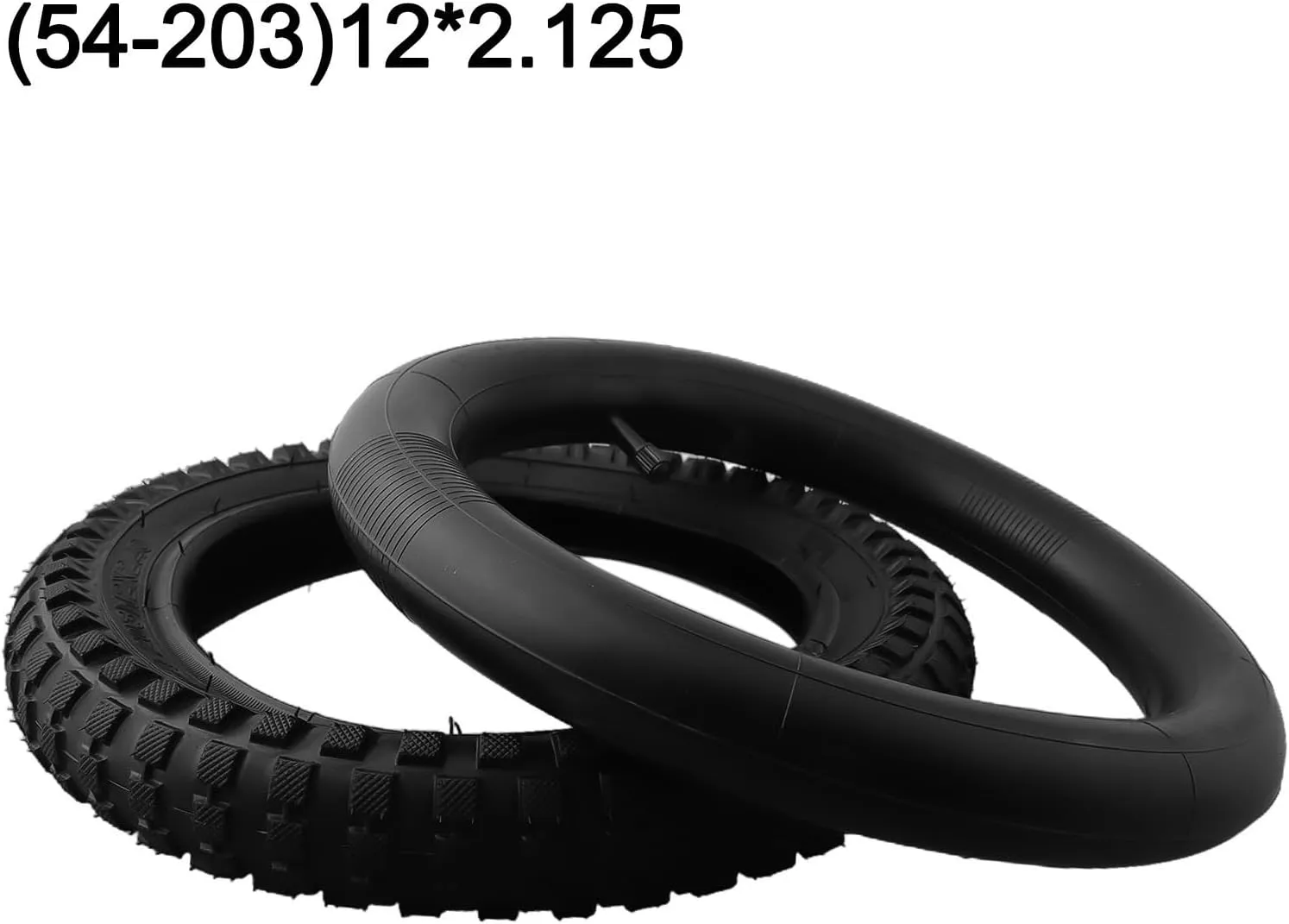 12 Inch Bike Tire and Tube 12x2.125 2.4 Heavy Duty Rubber Construction for Kids Bicycle Electric Scooter Gas Powered Skateboard All Terrain Grip