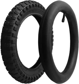 12 Inch Bike Tire and Tube 12x2.125 2.4 Heavy Duty Rubber Construction for Kids Bicycle Electric Scooter Gas Powered Skateboard All Terrain Grip