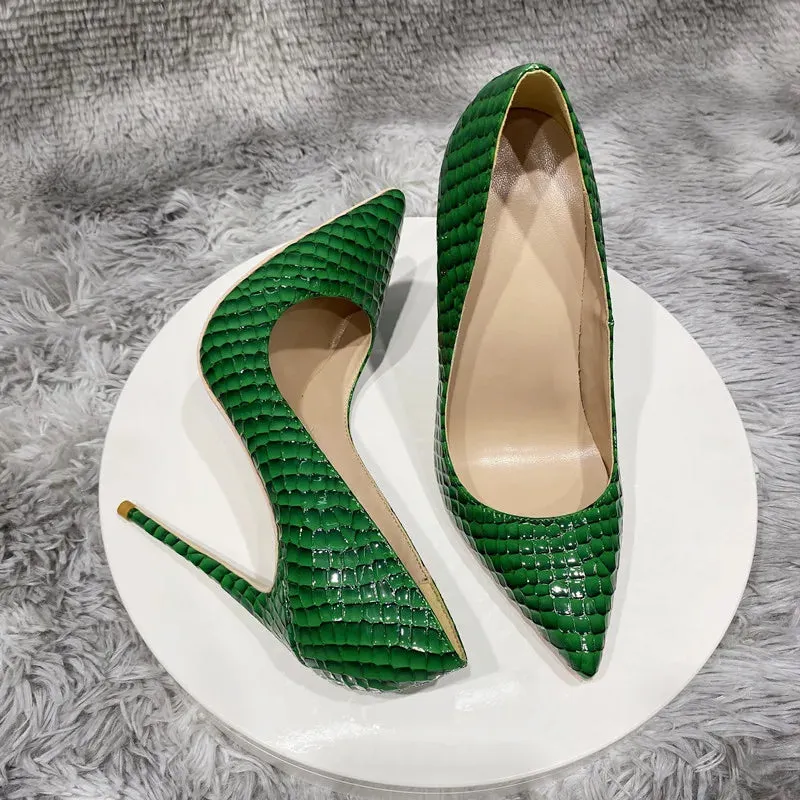 12cm Green stone  high heels