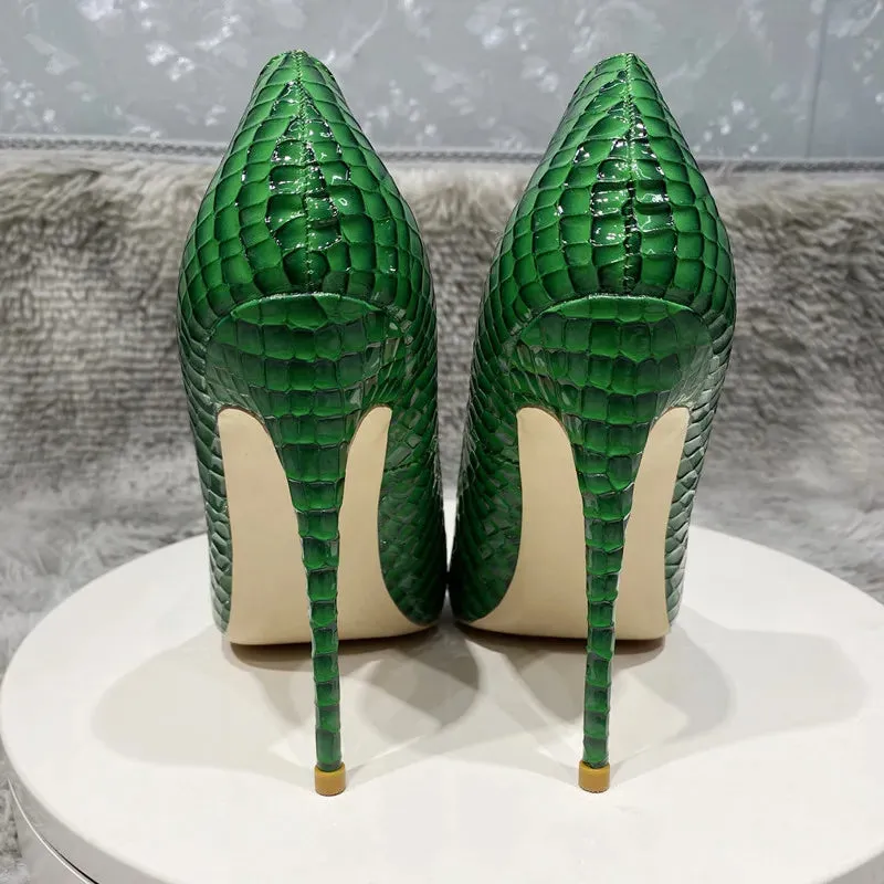 12cm Green stone  high heels