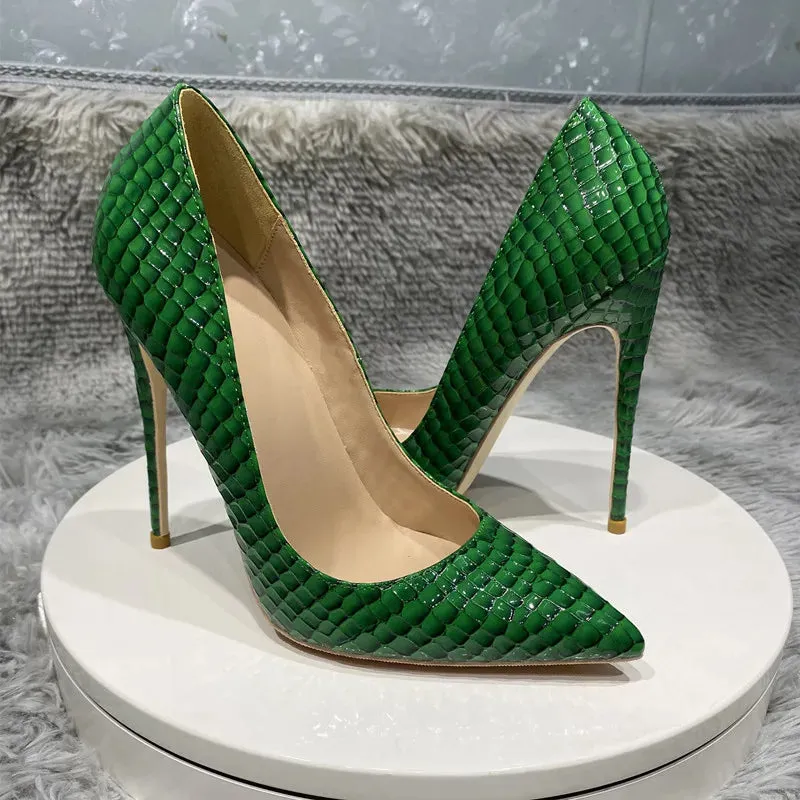 12cm Green stone  high heels