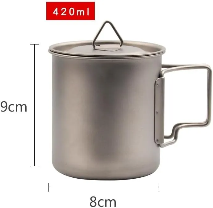 1PC Pure Titanium Mug With Lid For Outdoor Camping Portable Water Cup(420ML)