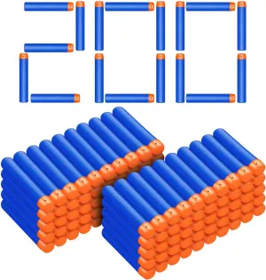 200 Nerf N Strike Blaster Compatible Dart Bullets,200Pcs Nerf Bullet Refill Darts Ammo Premium Foam Bullets Pack Compatible for Nerf N-Strike Elite Guns