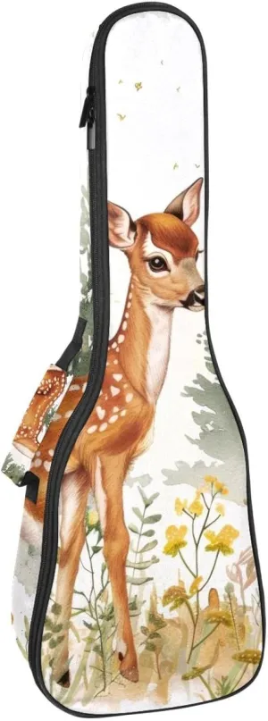 23 Inch Concert Ukulele Case Wildlife Forest Deer Ukulele Padded Bag with Storage and Shoulder Straps