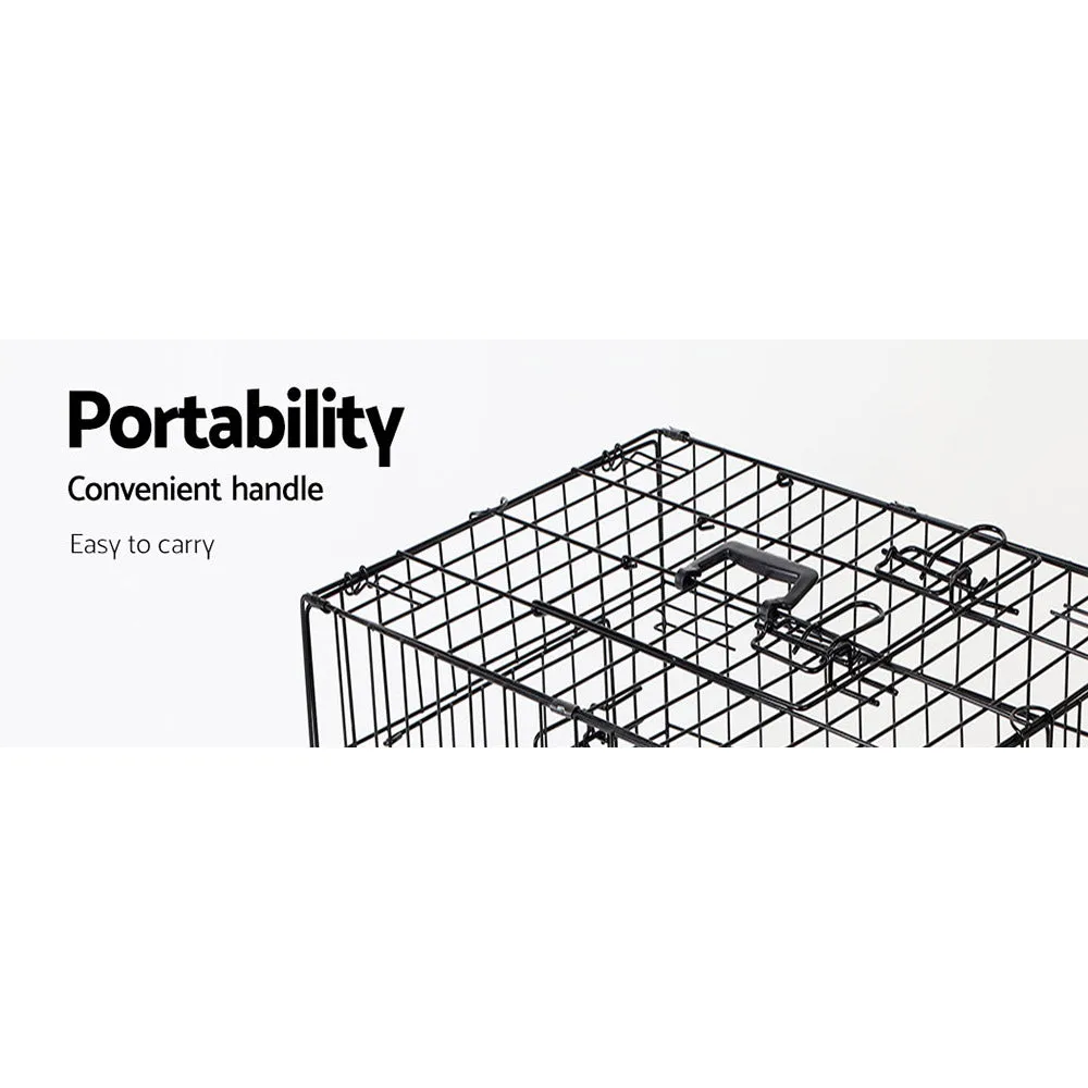 24" Dog Cage Pet Crate Puppy Cat Foldable Metal Kennel Portable 3 Doors