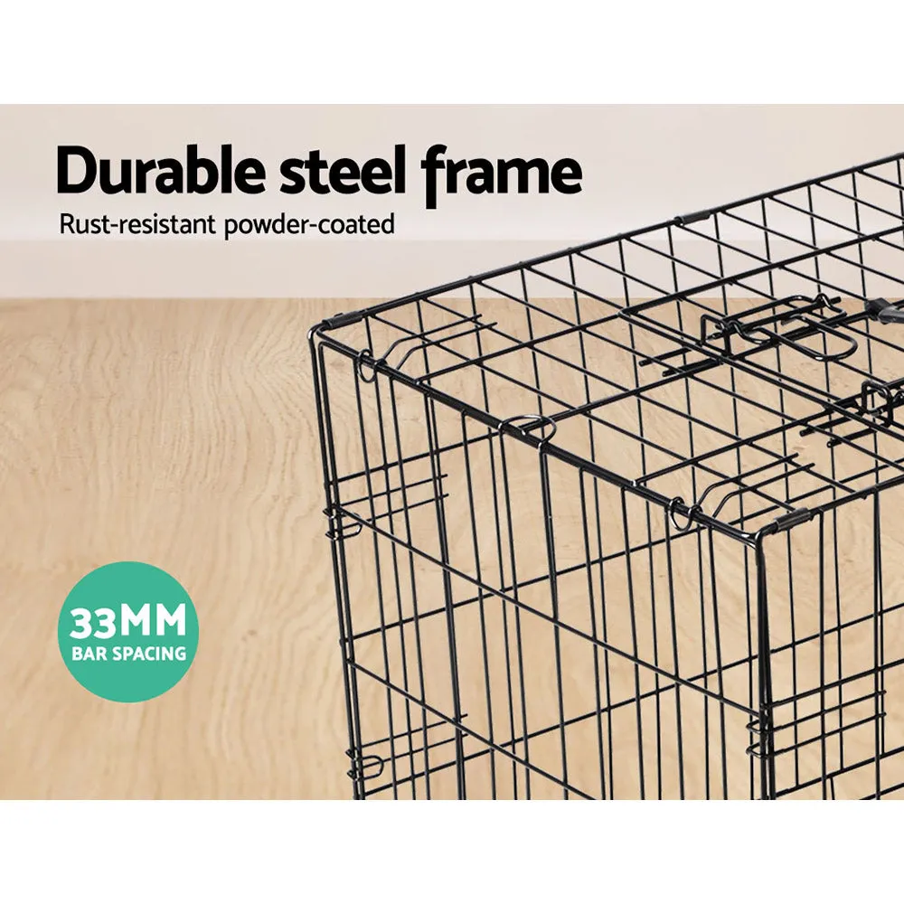 24" Dog Cage Pet Crate Puppy Cat Foldable Metal Kennel Portable 3 Doors