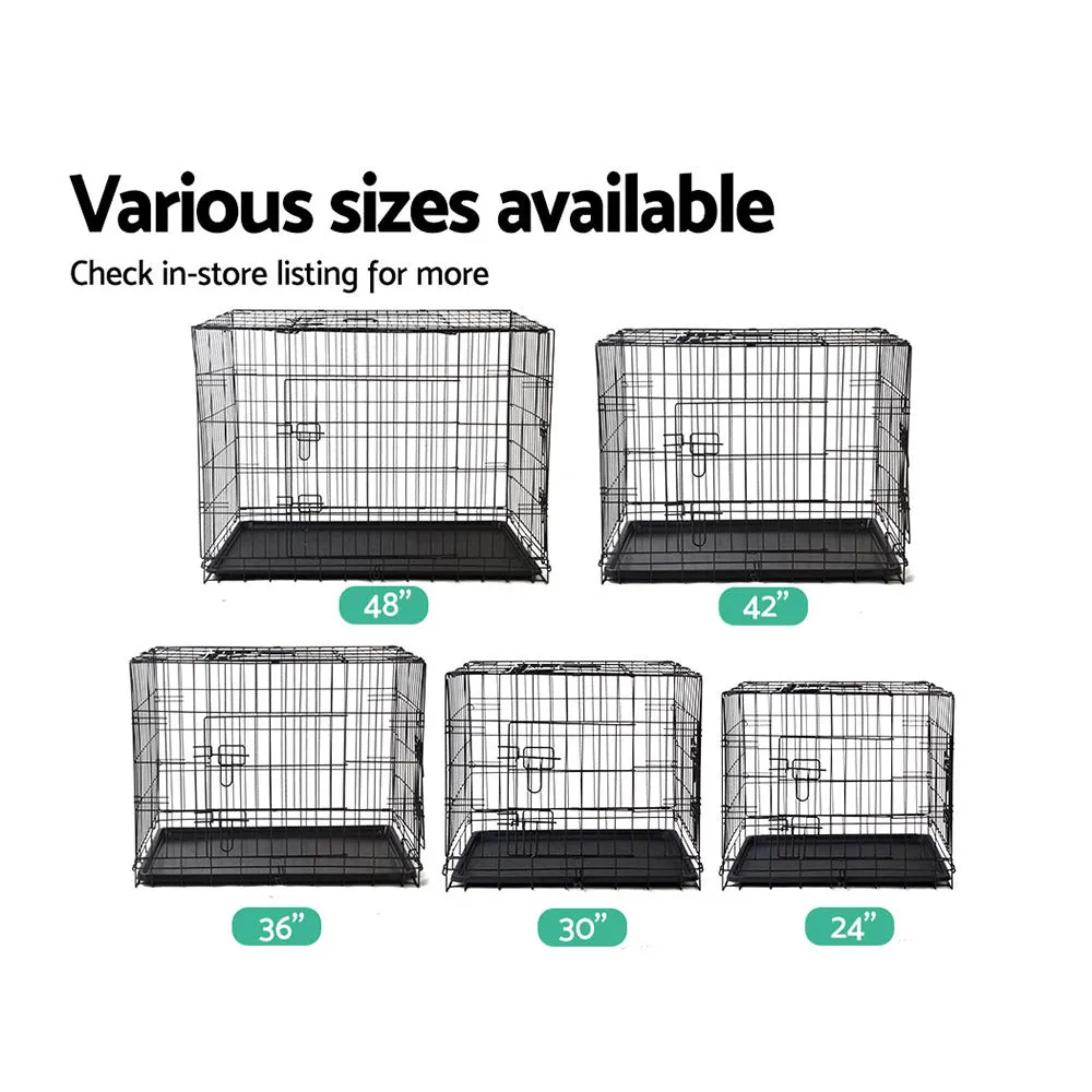 24" Dog Cage Pet Crate Puppy Cat Foldable Metal Kennel Portable 3 Doors