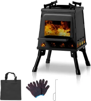 27x27 Portable Camping Stove - Multi-Function Outdoor Wood Burning Stove for Hiking, Fishing, Cooking
