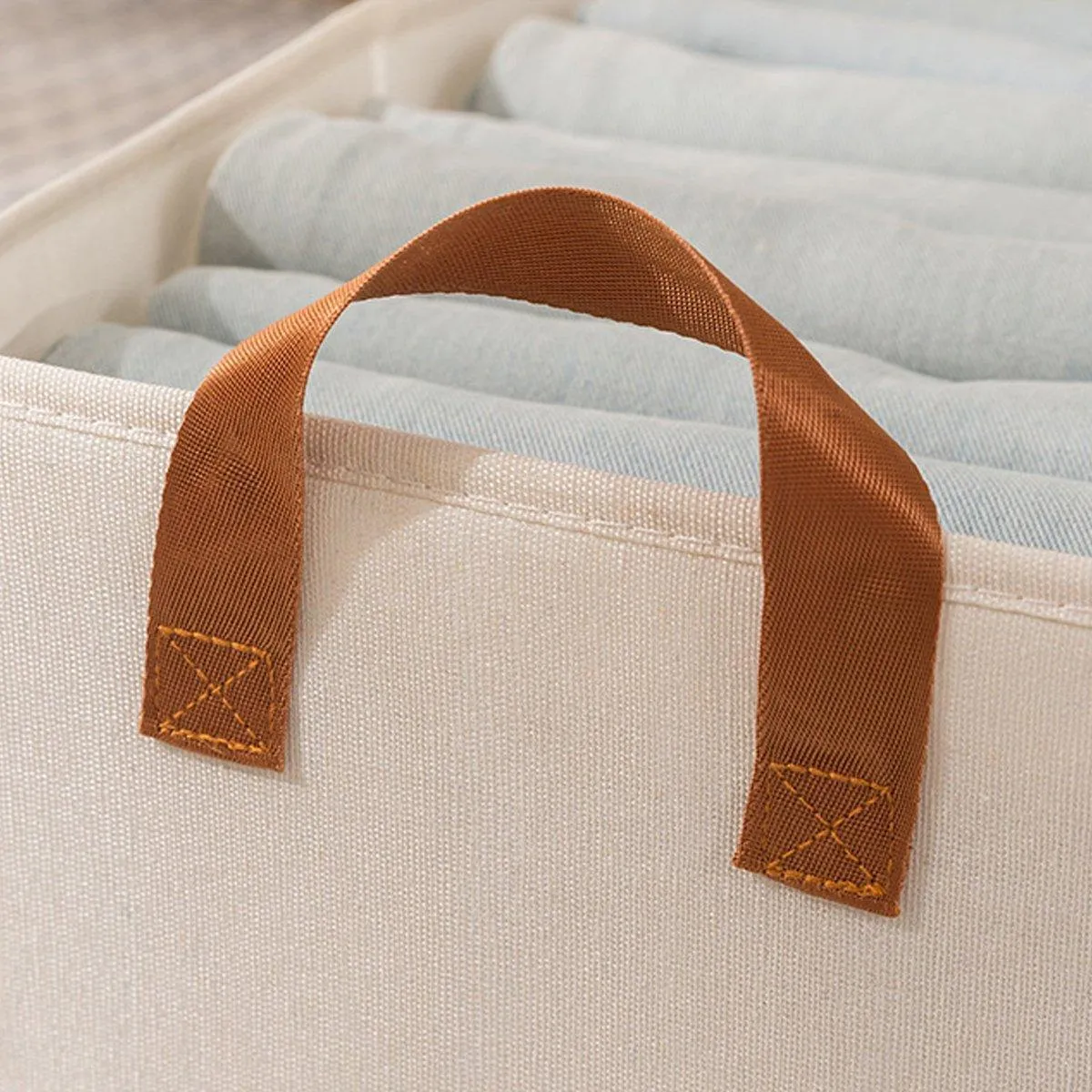 3PCS Cotton Linen Storage Box Set Foldable Washable Bedroom Wardrobe Organizer