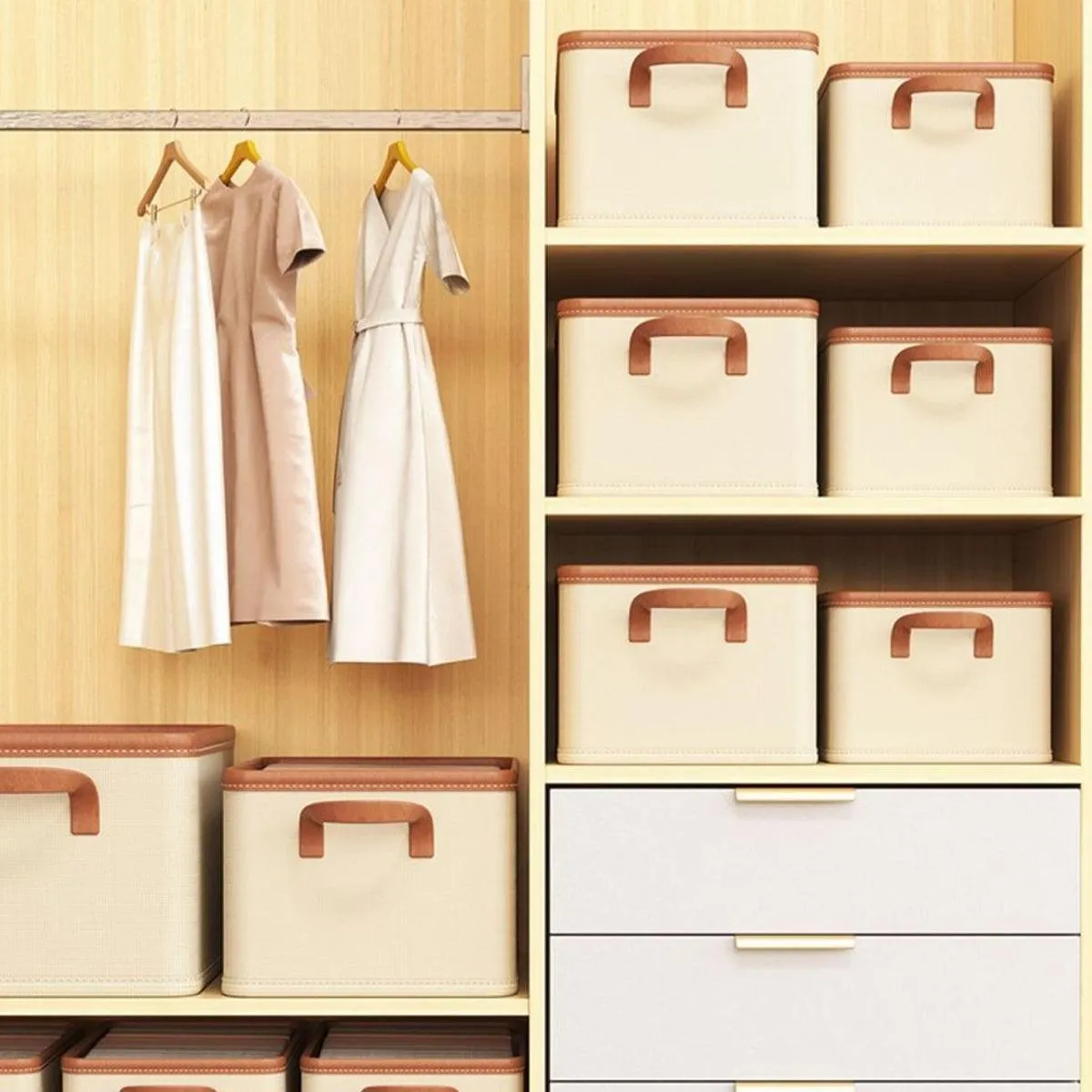 3pcs Storage Box Clothes Organizer Folding Storage Bins Home Closet Organization