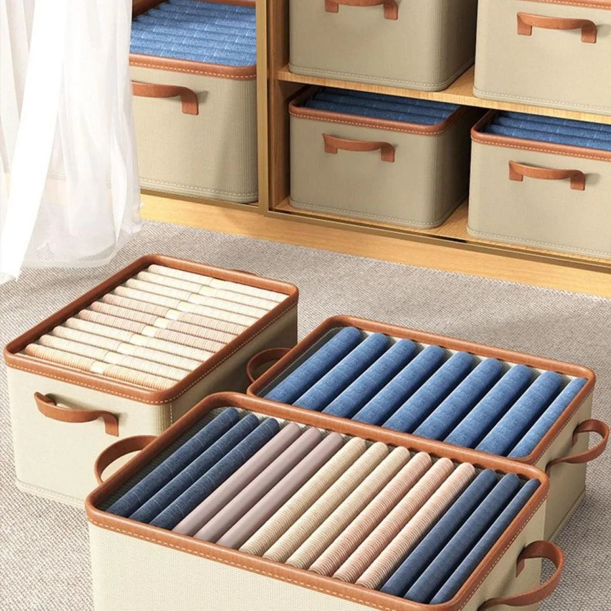 3pcs Storage Box Clothes Organizer Folding Storage Bins Home Closet Organization