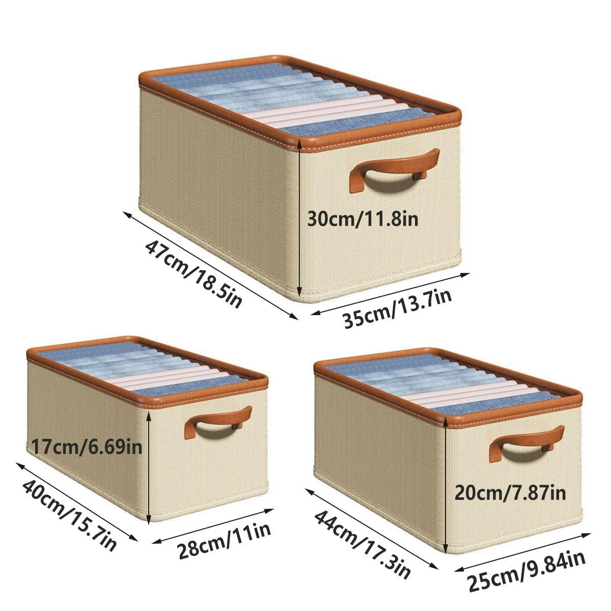 3pcs Storage Box Clothes Organizer Folding Storage Bins Home Closet Organization