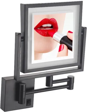 3X Magnifying Makeup Mirror with Lights, Portable Cosmetic Mirror, Rechargeable Double-Sided Folding Extendable, for Bedroom Bathroom Hotel