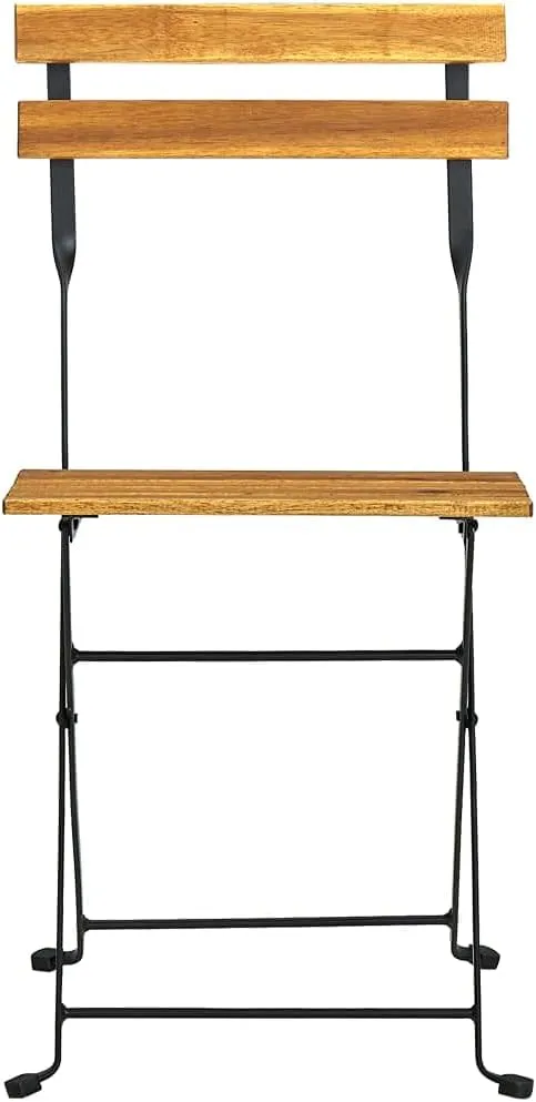 4-Pack Folding Bistro Chairs Solid Acacia Wood and Steel Frame for Patio Dining Room Garden Outdoor Furniture