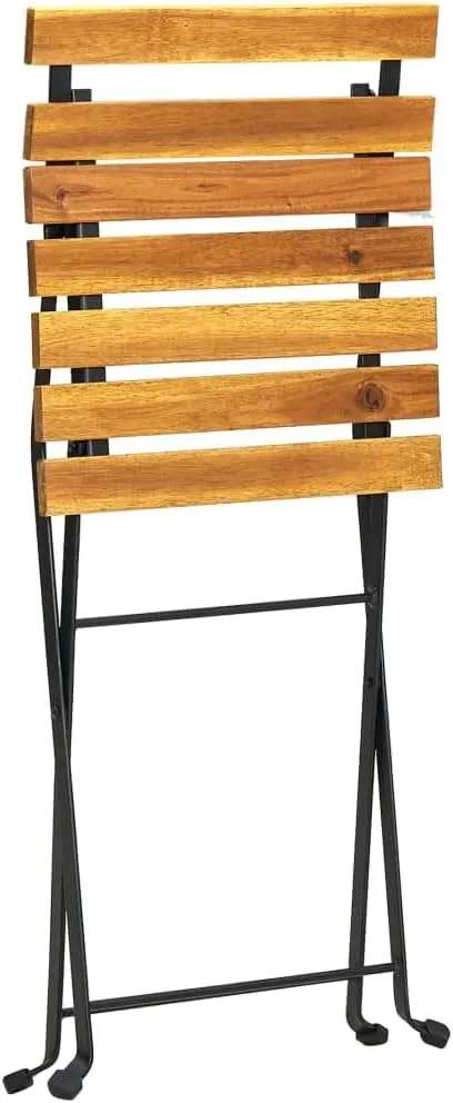 4-Pack Folding Bistro Chairs Solid Acacia Wood and Steel Frame for Patio Dining Room Garden Outdoor Furniture