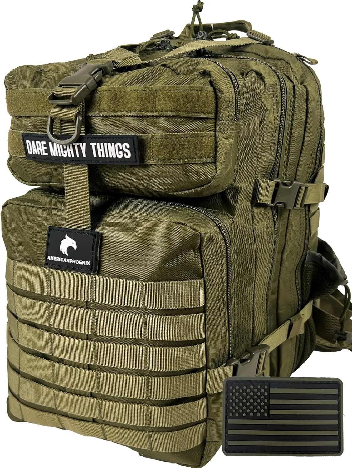 45L Elite Tactical Backpack | 3X Stronger Work & Military Backpack | Water Resistant and Heavy Duty | 3 Day MOLLE Bug Out Bag (Olive Green)