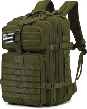 45L Military Tactical Backpack for Men Women, 3 Day Assault Pack Army Camping Molle Bag Hiking Backpacks (Green)