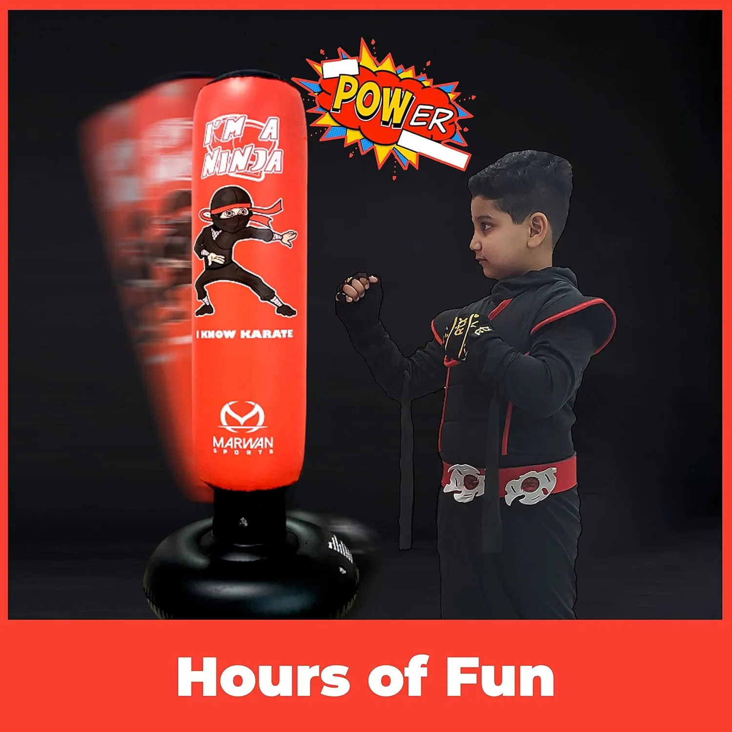 5-in-1 Kids Punching Bag Set – Ultra-Durable, Fast Bounce-Back Inflatable Boxing Bag with Gloves & Air Pump – Exciting & Safe Active Play for Boys Ages 4-12 (Patent Pending)