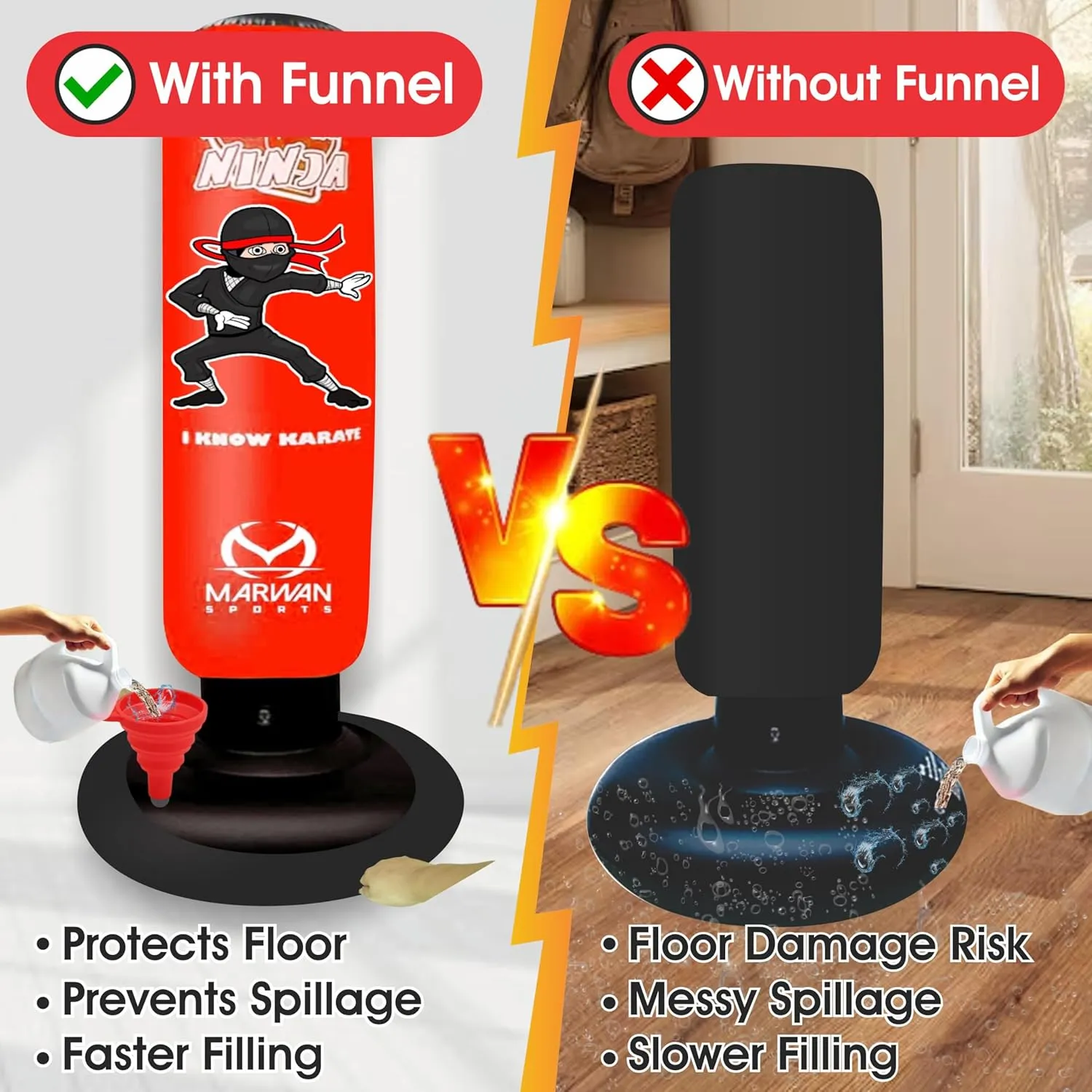 5-in-1 Kids Punching Bag Set – Ultra-Durable, Fast Bounce-Back Inflatable Boxing Bag with Gloves & Air Pump – Exciting & Safe Active Play for Boys Ages 4-12 (Patent Pending)
