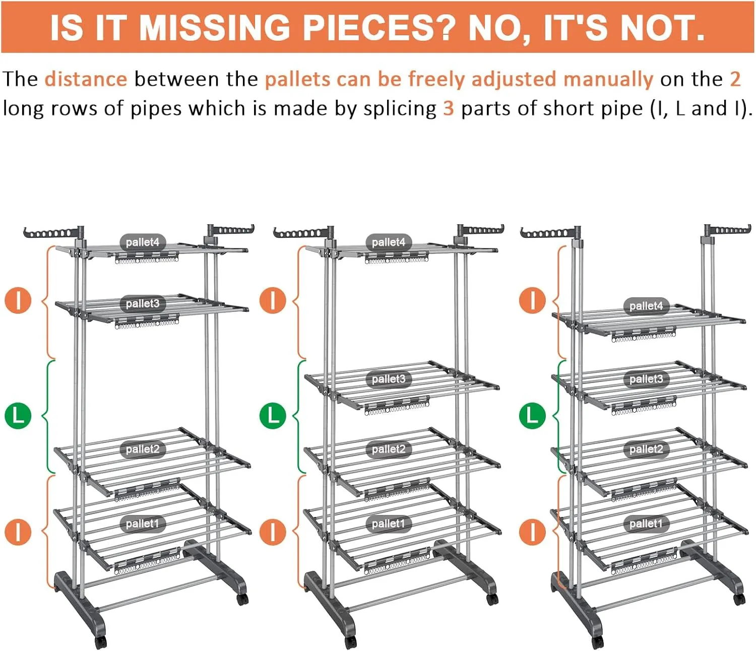 5 Tier Clothes Drying Rack Oversized, Foldable& Adjustable Height Rolling Clothes Rack Stainless Steel with 4 Castor, 32 Drying Poles,14 Hook& 4 Sock Clippers, Drying Rack Clothing for Indoor& Outdoor