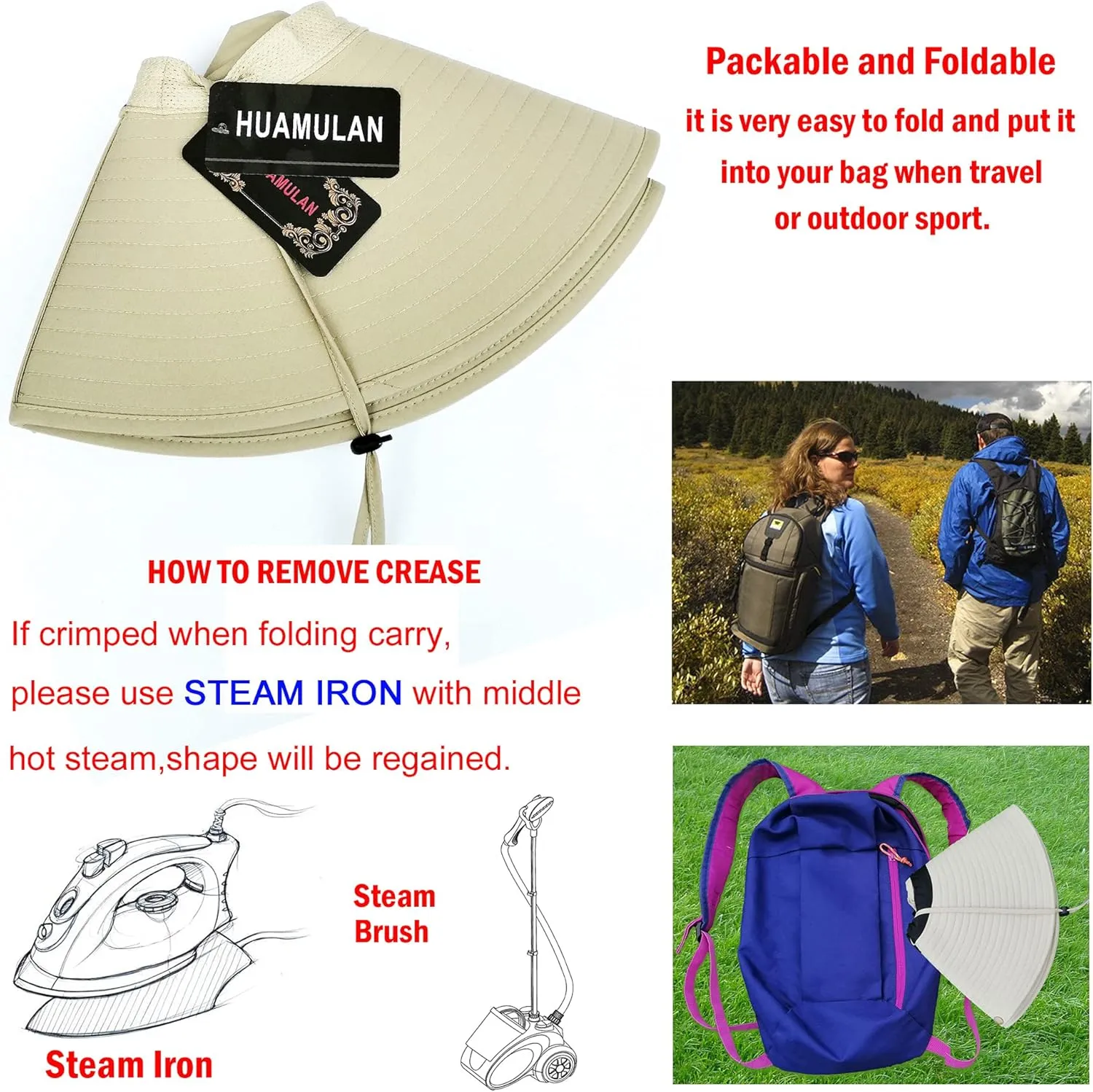 6" Wide Brim Sun Protection Hat Outdoor Unisex Bucket Hats for Hiking Beach Fishing Safari Garden Lawn Yard Work Kayaking