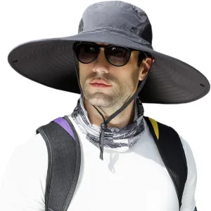 6" Wide Brim Sun Protection Hat Outdoor Unisex Bucket Hats for Hiking Beach Fishing Safari Garden Lawn Yard Work Kayaking