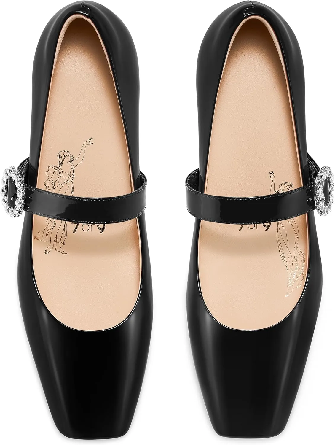 7or9 Mary Janes Shoes Women Comfortable Mary Jane Heels Patent Leather Shoes for Women Air Touch Foam- Black, White, Silver, Red