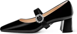 7or9 Mary Janes Shoes Women Comfortable Mary Jane Heels Patent Leather Shoes for Women Air Touch Foam- Black, White, Silver, Red