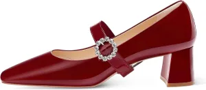 7or9 Mary Janes Shoes Women Comfortable Mary Jane Heels Patent Leather Shoes for Women Air Touch Foam- Black, White, Silver, Red