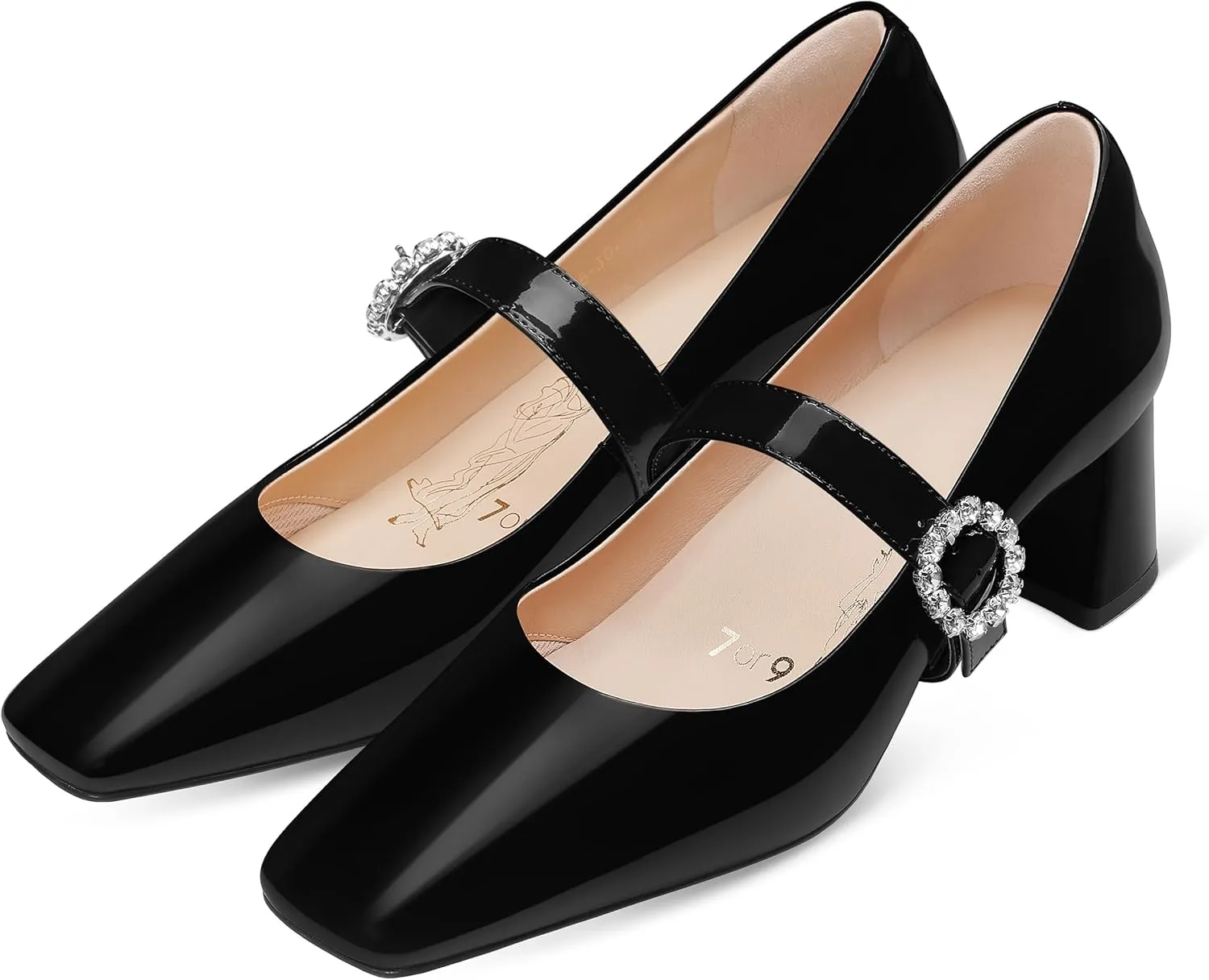 7or9 Mary Janes Shoes Women Comfortable Mary Jane Heels Patent Leather Shoes for Women Air Touch Foam- Black, White, Silver, Red