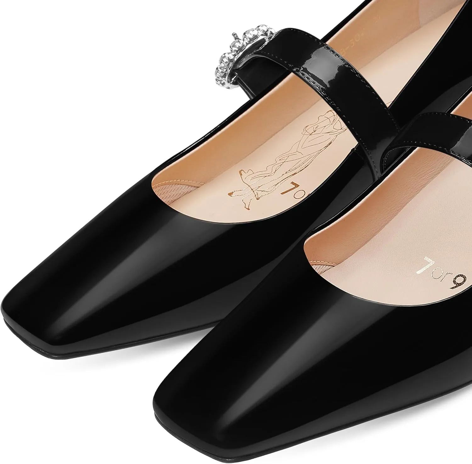 7or9 Mary Janes Shoes Women Comfortable Mary Jane Heels Patent Leather Shoes for Women Air Touch Foam- Black, White, Silver, Red