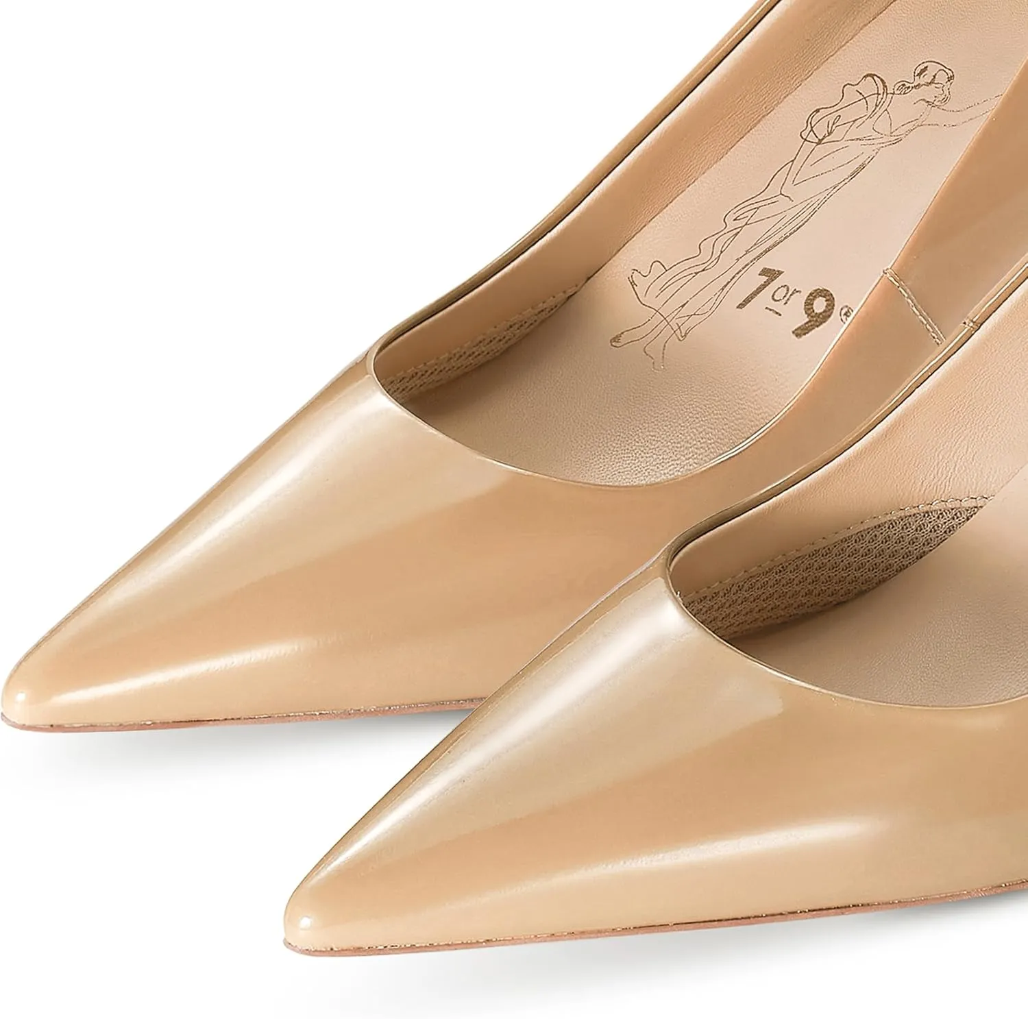 7or9 Women's Pumps Kitten Heels for Women Classic Pointed Toe Stiletto Heel Dressy Air-Touch Foam Shoes 2.75" - Red, Nude & White