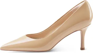 7or9 Women's Pumps Kitten Heels for Women Classic Pointed Toe Stiletto Heel Dressy Air-Touch Foam Shoes 2.75" - Red, Nude & White