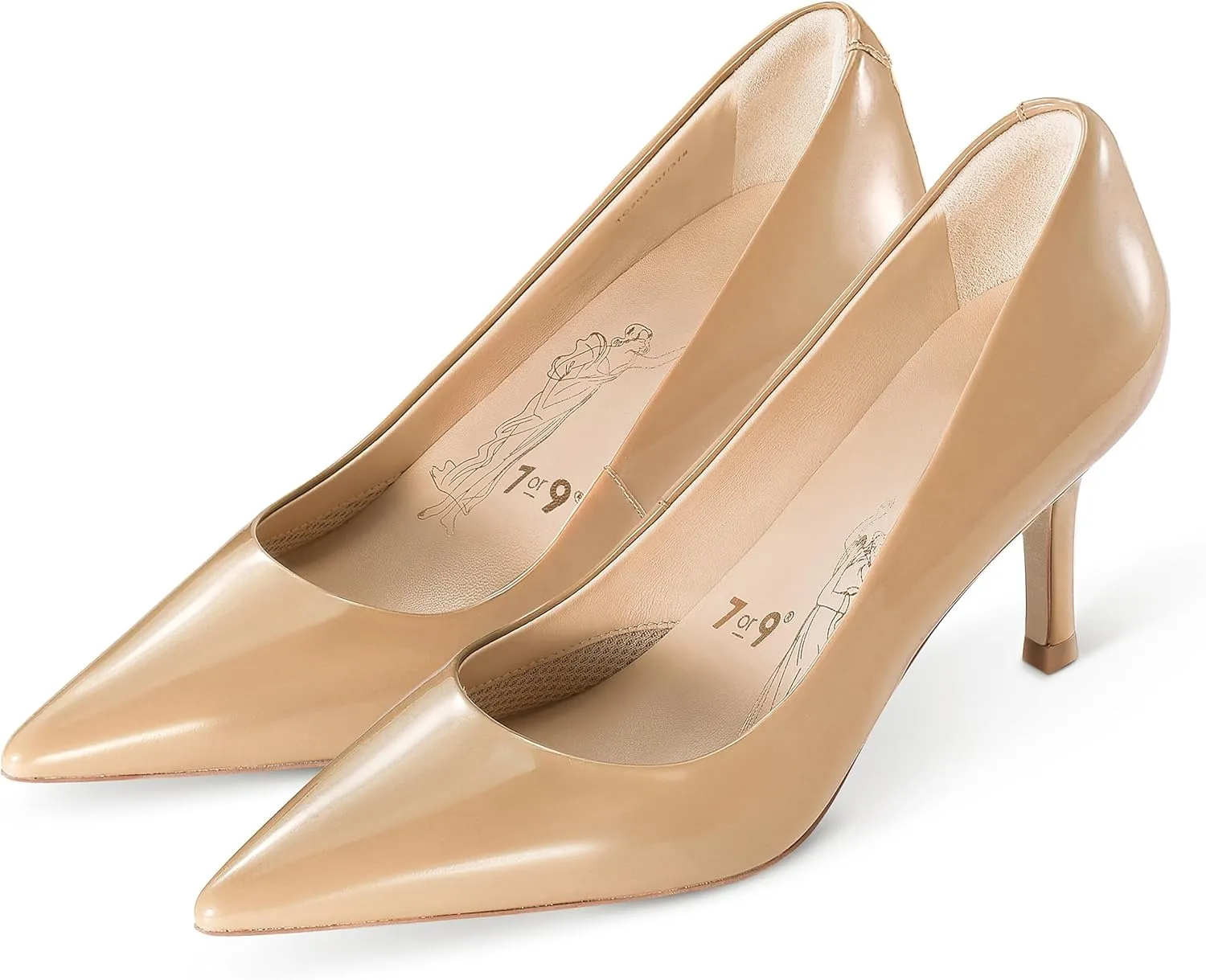 7or9 Women's Pumps Kitten Heels for Women Classic Pointed Toe Stiletto Heel Dressy Air-Touch Foam Shoes 2.75" - Red, Nude & White