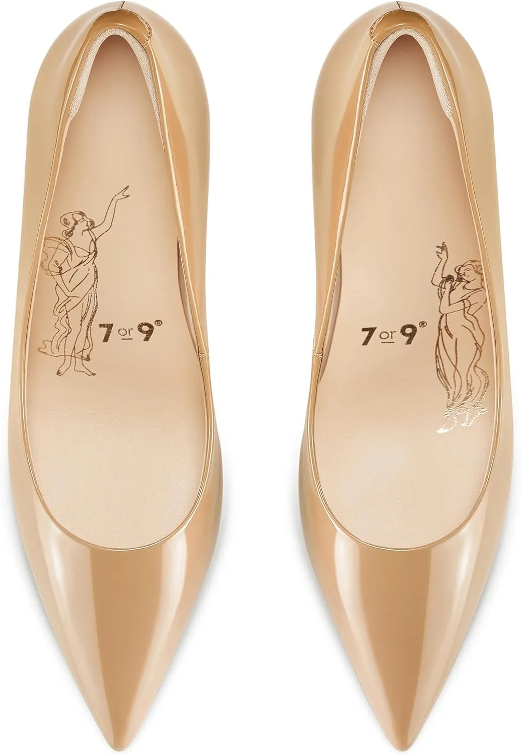 7or9 Women's Pumps Kitten Heels for Women Classic Pointed Toe Stiletto Heel Dressy Air-Touch Foam Shoes 2.75" - Red, Nude & White
