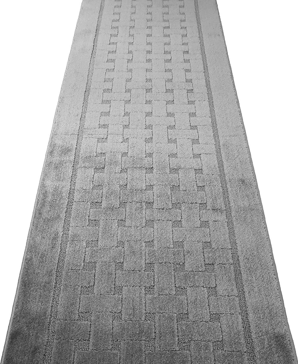 8 ft Long, Grey, Non-Slip Washable Carpet Runner Rug with Rubber Backing, Custom Floor Mat for Kitchen Hallway Stairs Bedroom Bathroom Entryway, Your Choice of Length (26" X 8')