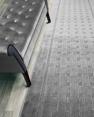 8 ft Long, Grey, Non-Slip Washable Carpet Runner Rug with Rubber Backing, Custom Floor Mat for Kitchen Hallway Stairs Bedroom Bathroom Entryway, Your Choice of Length (26" X 8')
