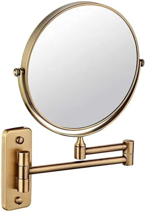 8-Inch Wall-Mounted Makeup Mirror with 3X Magnification, 360° Antique Bronze, Double-Sided Bathroom Mirror for Shaving Cosmetic Use(1X/3X)