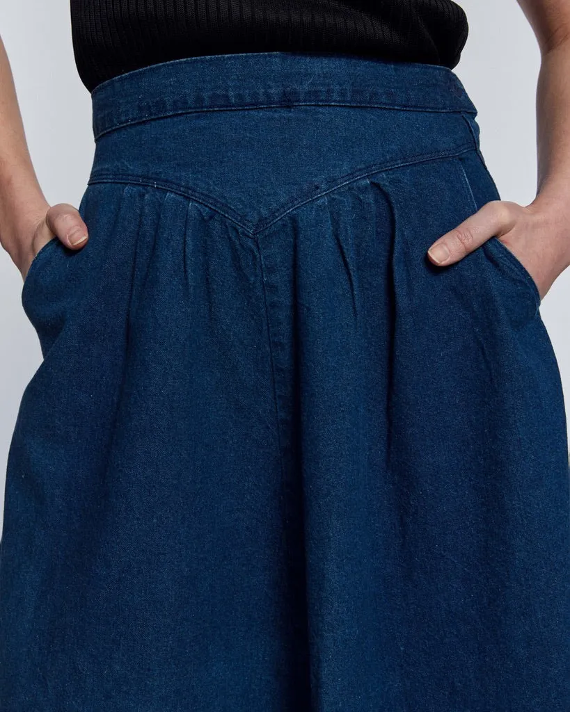 80s Side Button Denim Skirt