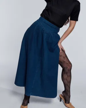 80s Side Button Denim Skirt
