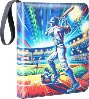 900 Pockets Trading Baseball Card Binder with Sleeves, 50 Removable Pages, 3 Ring Zipper Binder Collectable Card Book Album with Strap, Leather Sport Games Cards Folder, Card Collector Gifts