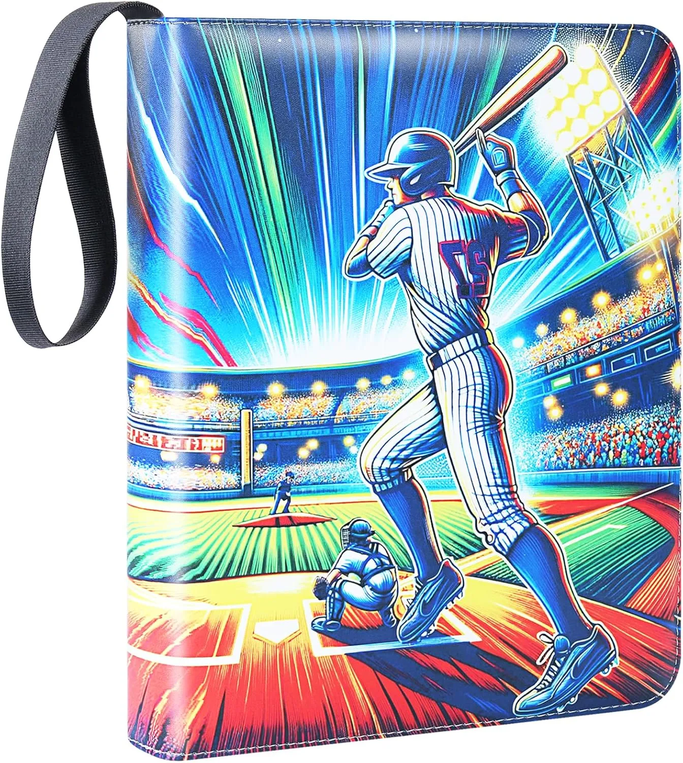 900 Pockets Trading Baseball Card Binder with Sleeves, 50 Removable Pages, 3 Ring Zipper Binder Collectable Card Book Album with Strap, Leather Sport Games Cards Folder, Card Collector Gifts