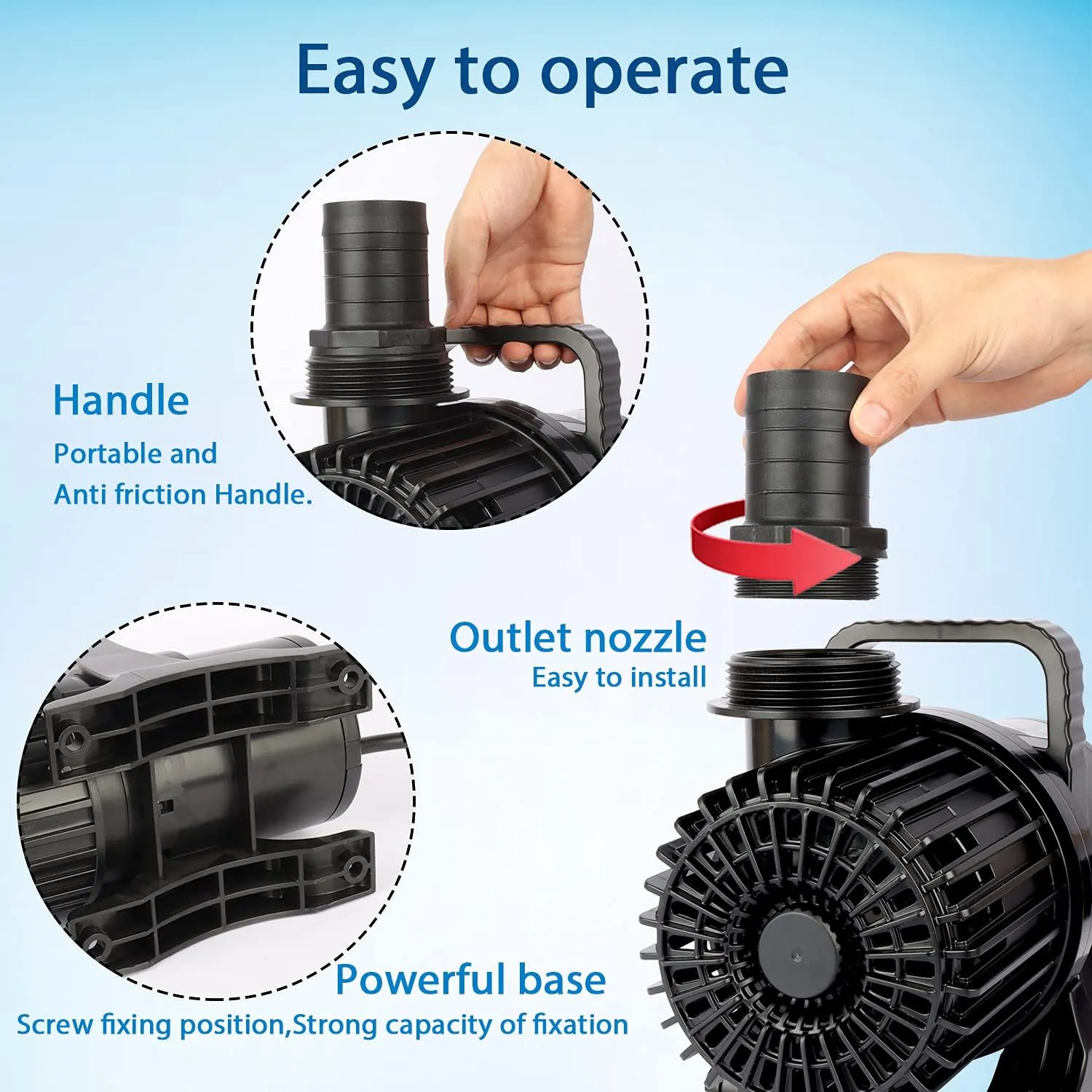 (9800GPH-620W,UL listed) High Flow Submersible Pond Water Aquarium Pump Multi Scenario Application