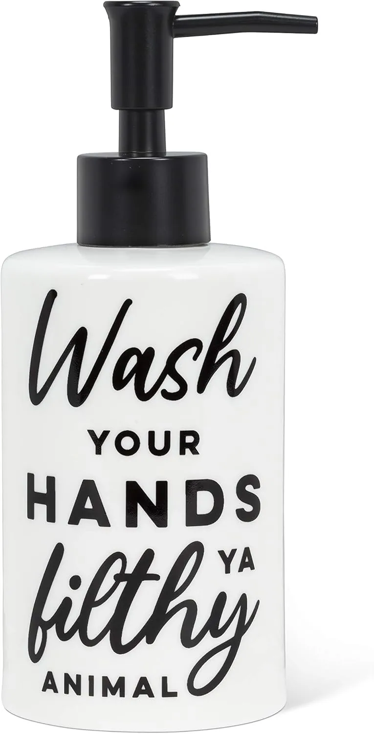 Abbott Collection Home 27-SUDS-632 Wash Your Hands Pump, White/Black