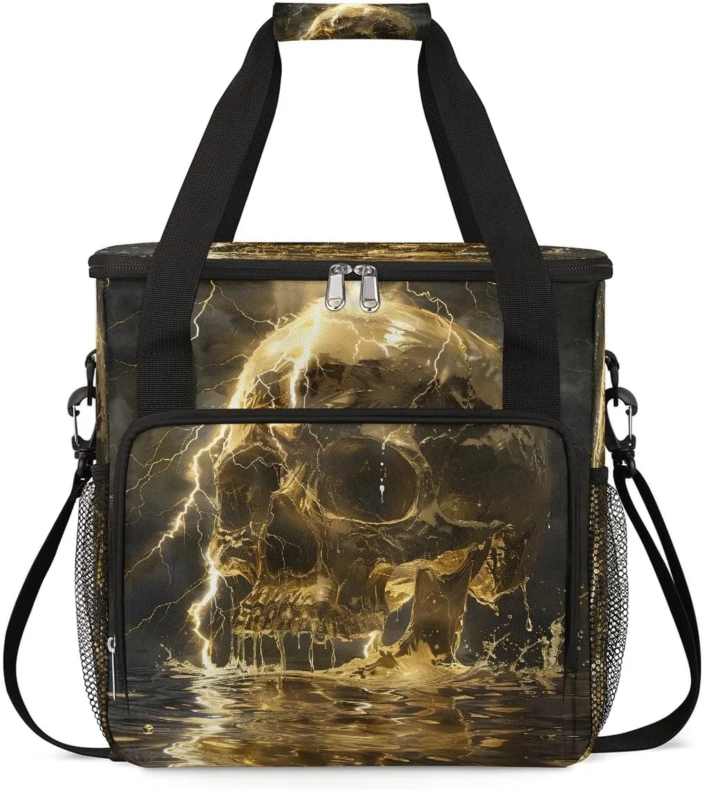 Abstract Skull Electricity Coffee Maker Carry Bag Compatible with Keurig K-Mini or K-Mini Plus Coffee Travel Bag Portable Waterproof Storage Tote Bag Single Serve Coffee Brewer Carring Case K-Cup Pods