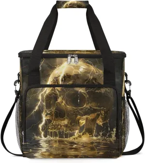 Abstract Skull Electricity Coffee Maker Carry Bag Compatible with Keurig K-Mini or K-Mini Plus Coffee Travel Bag Portable Waterproof Storage Tote Bag Single Serve Coffee Brewer Carring Case K-Cup Pods