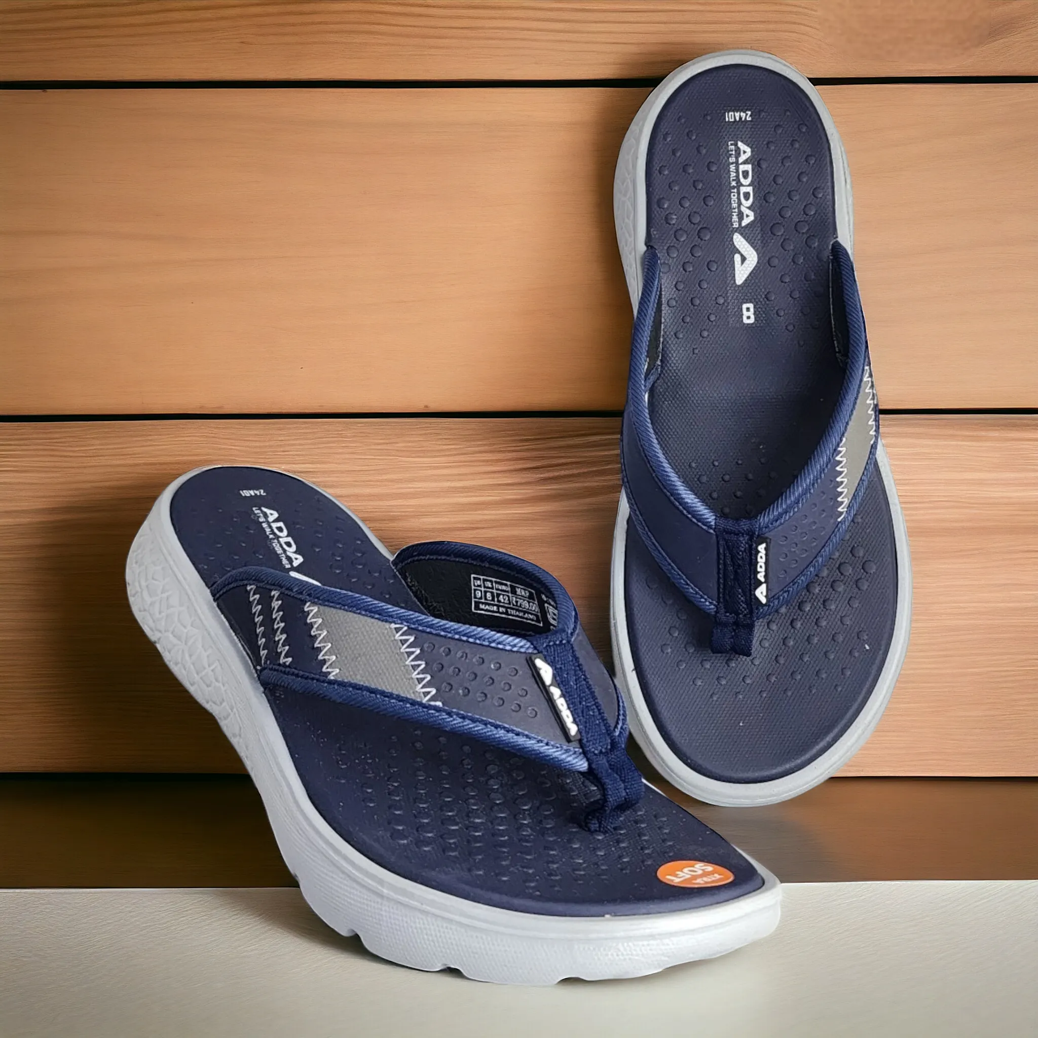 ADDA ICLOUD03 NAVY/GREY Men's Slipper/Chapple/Flip flop