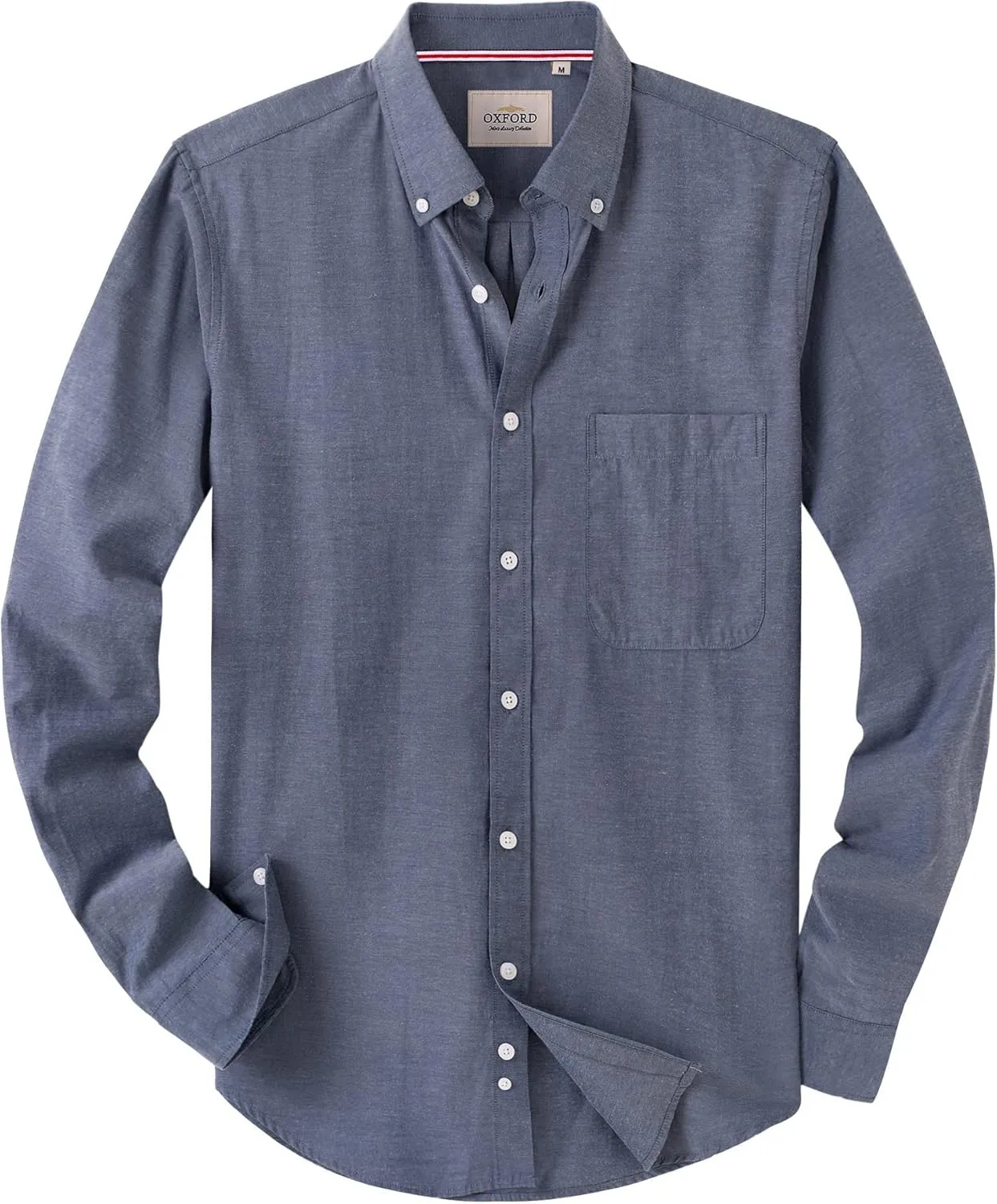 Alimens & Gentle Mens Solid Oxford Shirt Long Sleeve Dress Shirt Work Casual Button Down Shirts with Pocket