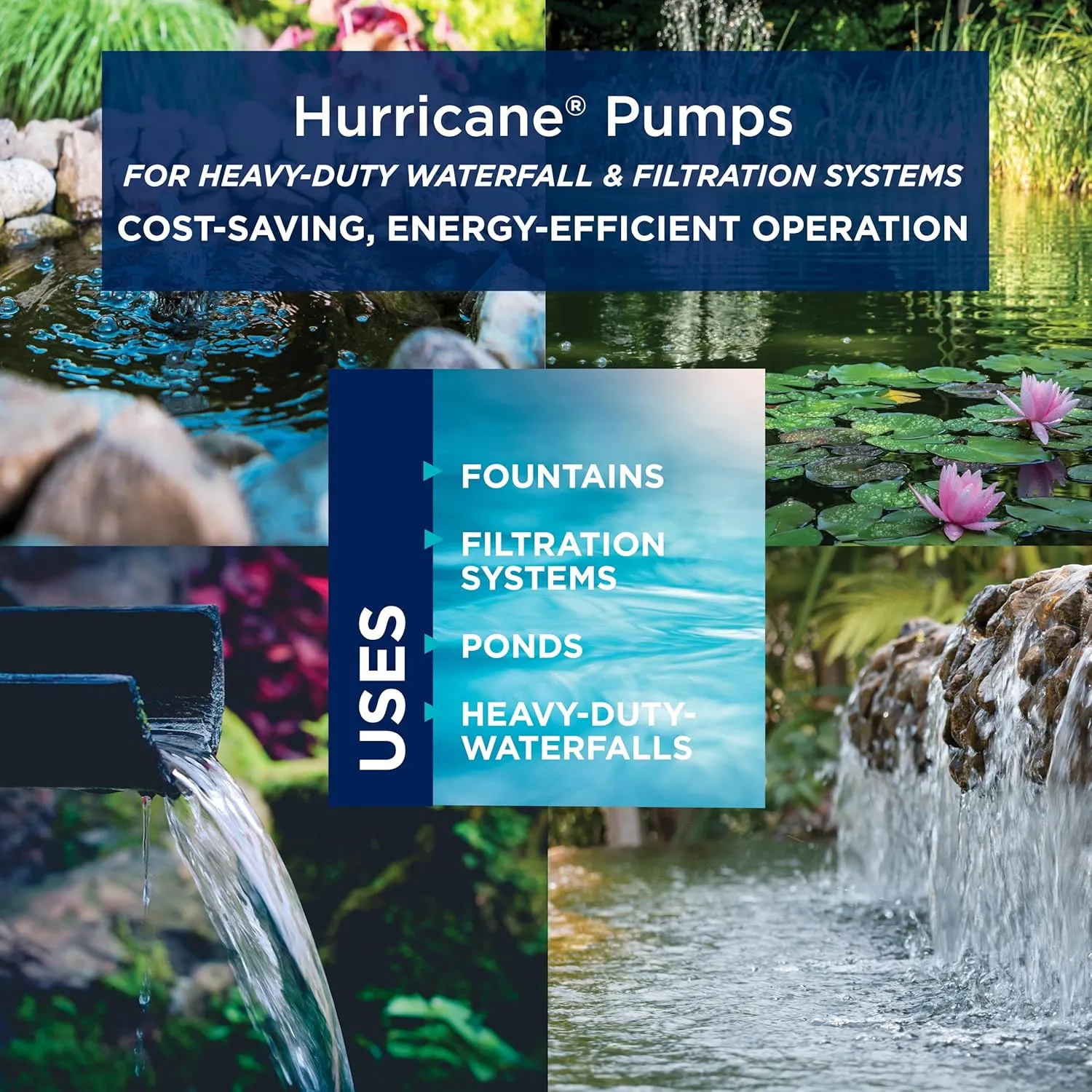Alpine Corporation Submersible 3100 GPH Fountain Hurricane Pump for Large Fountains and Birdbaths Outdoor Décor Accessory